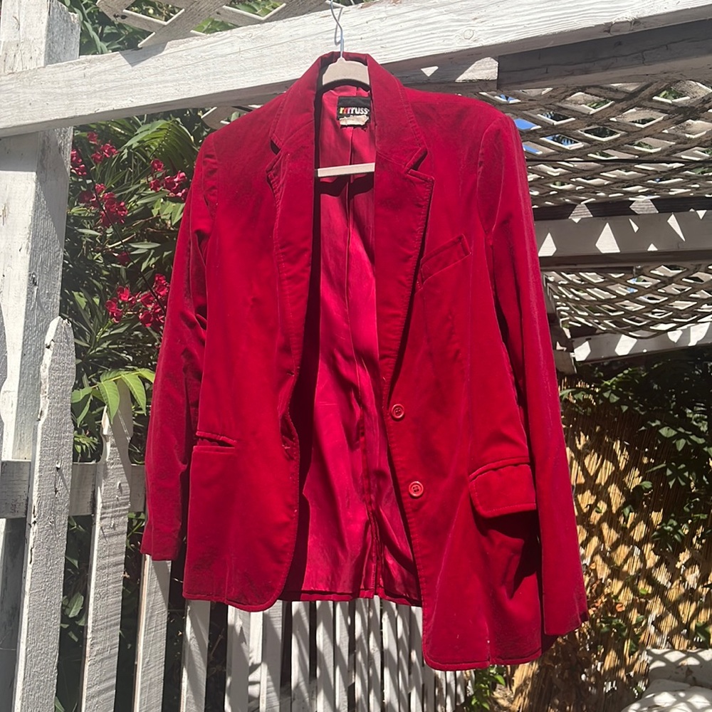 Vintage Red Velvet Women’s Blazer
